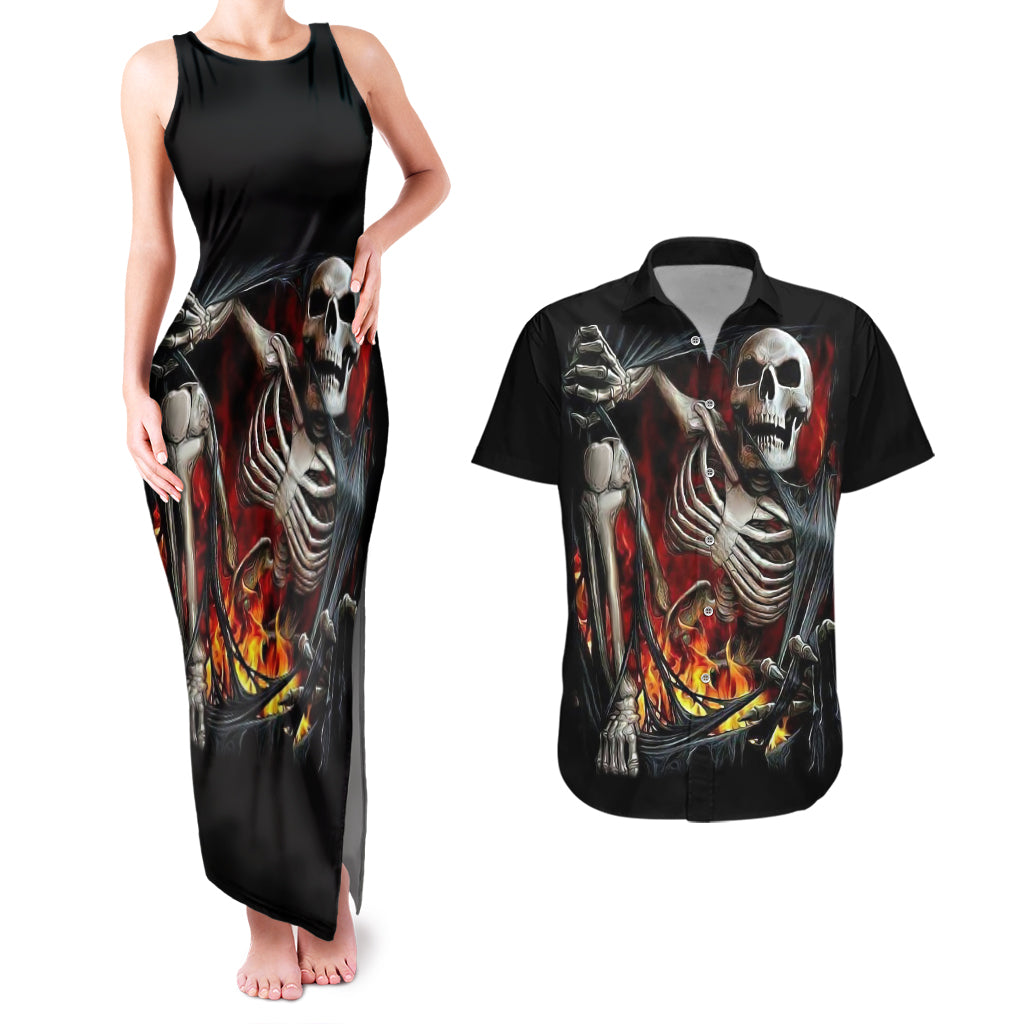 skull-couples-matching-tank-maxi-dress-and-hawaiian-shirt-skeleton-ripped-inside-flame