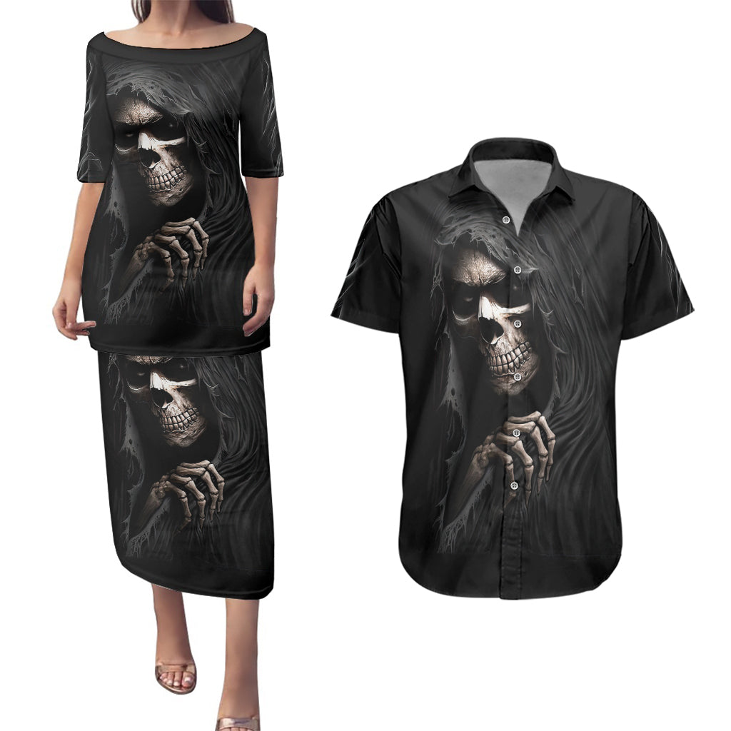 skull-couples-matching-puletasi-dress-and-hawaiian-shirt-evil-skeleton-look-inside