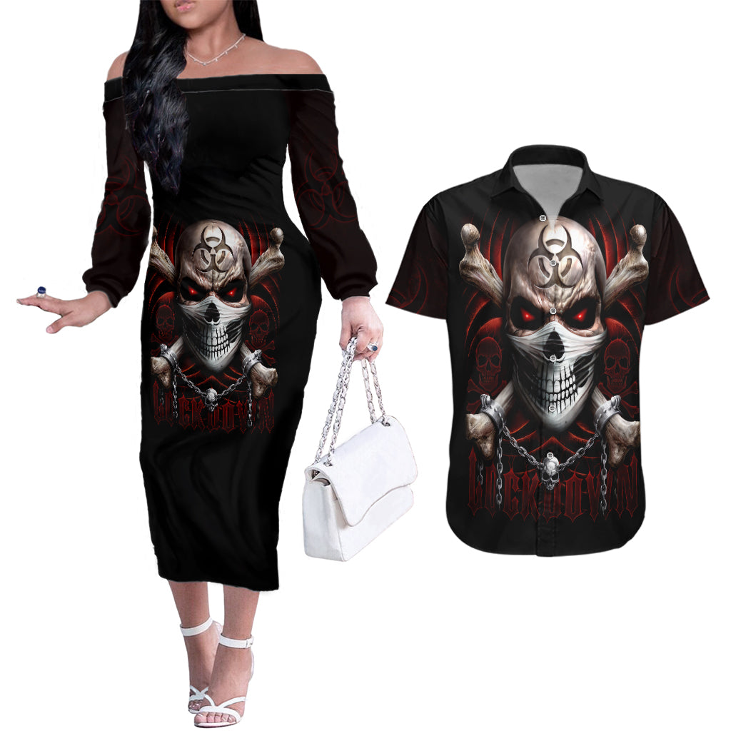 skull-couples-matching-off-the-shoulder-long-sleeve-dress-and-hawaiian-shirt-blood-skull-survivor