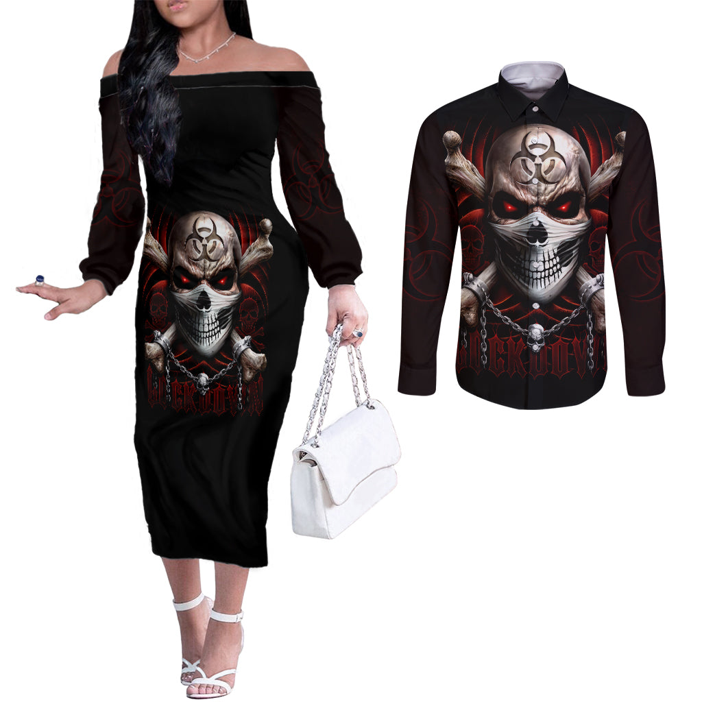 skull-couples-matching-off-the-shoulder-long-sleeve-dress-and-long-sleeve-button-shirts-blood-skull-survivor