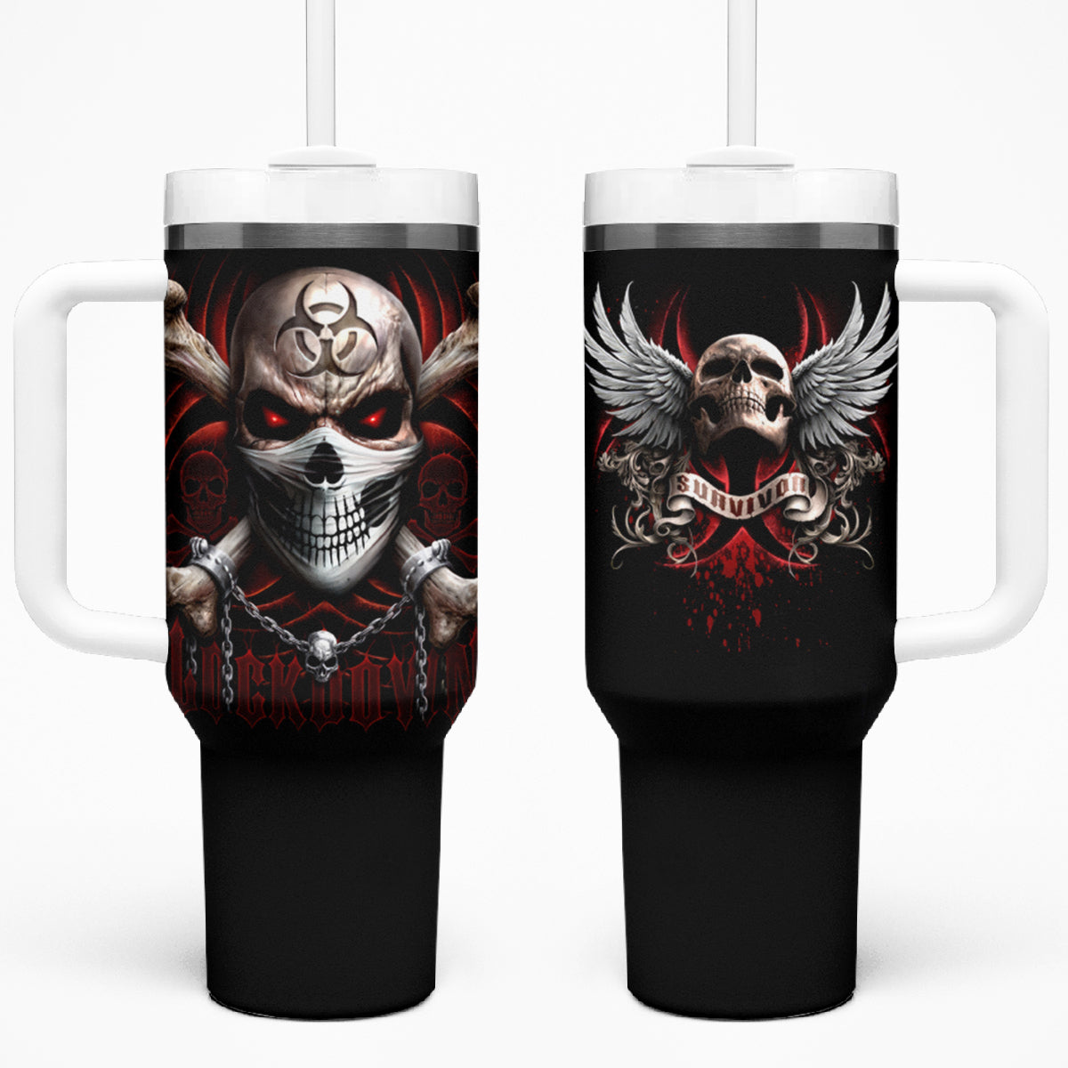 Skull Tumbler With Handle Blood Skull Survivor