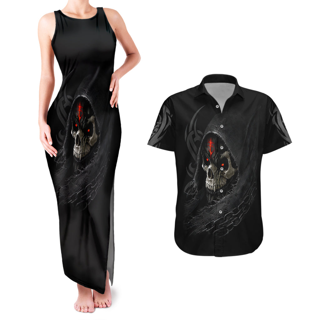 skull-couples-matching-tank-maxi-dress-and-hawaiian-shirt-black-reaper