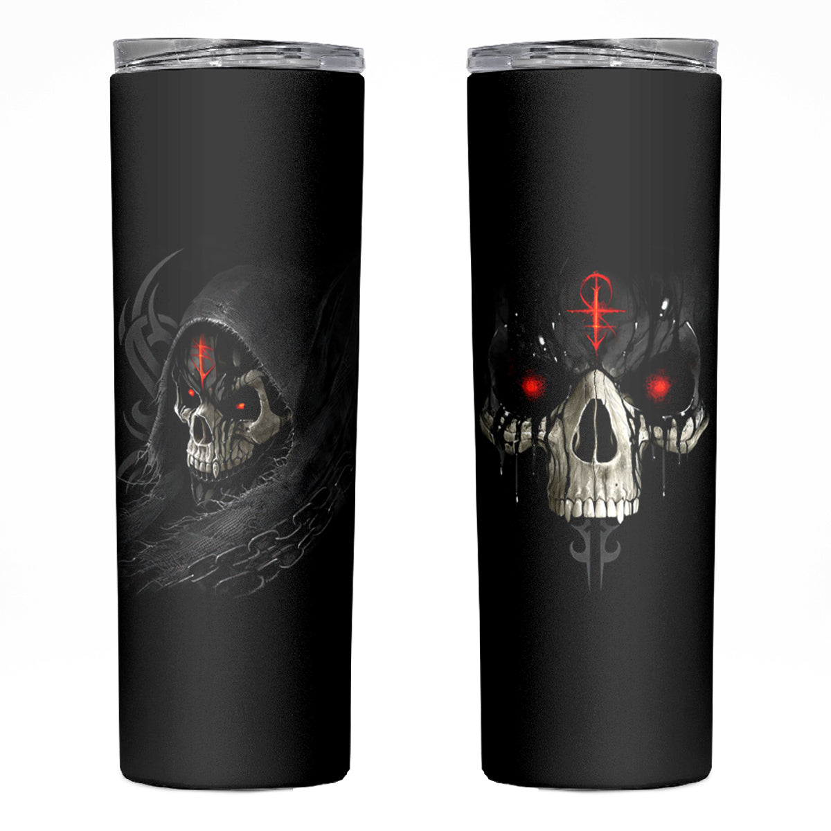 Skull Skinny Tumbler Black Reaper