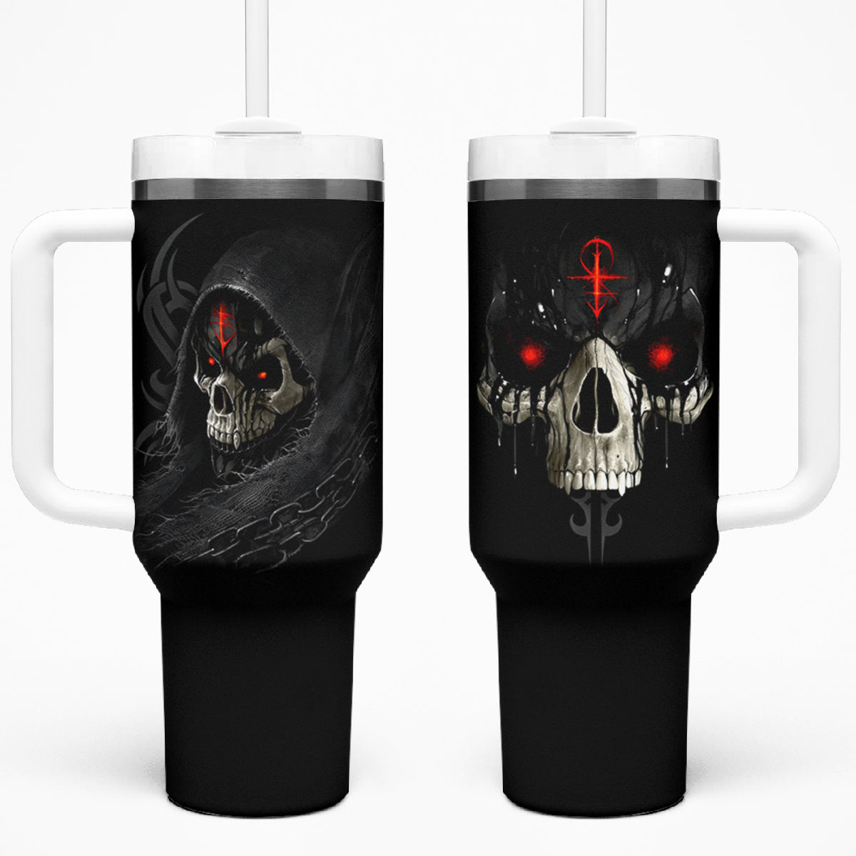 Skull Tumbler With Handle Black Reaper