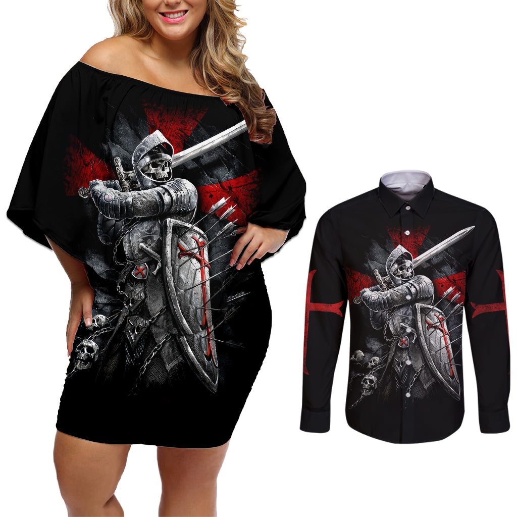 skull-couples-matching-off-shoulder-short-dress-and-long-sleeve-button-shirts-death-skull-crusader