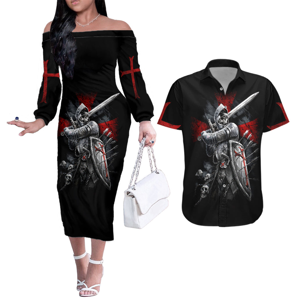 skull-couples-matching-off-the-shoulder-long-sleeve-dress-and-hawaiian-shirt-death-skull-crusader