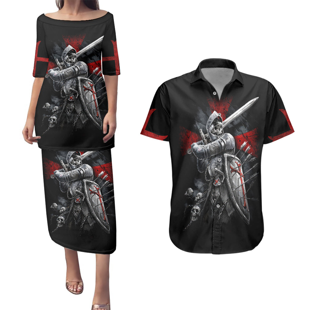 skull-couples-matching-puletasi-dress-and-hawaiian-shirt-death-skull-crusader