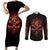 skull-couples-matching-short-sleeve-bodycon-dress-and-long-sleeve-button-shirts-fire-skull-tattoo-scream