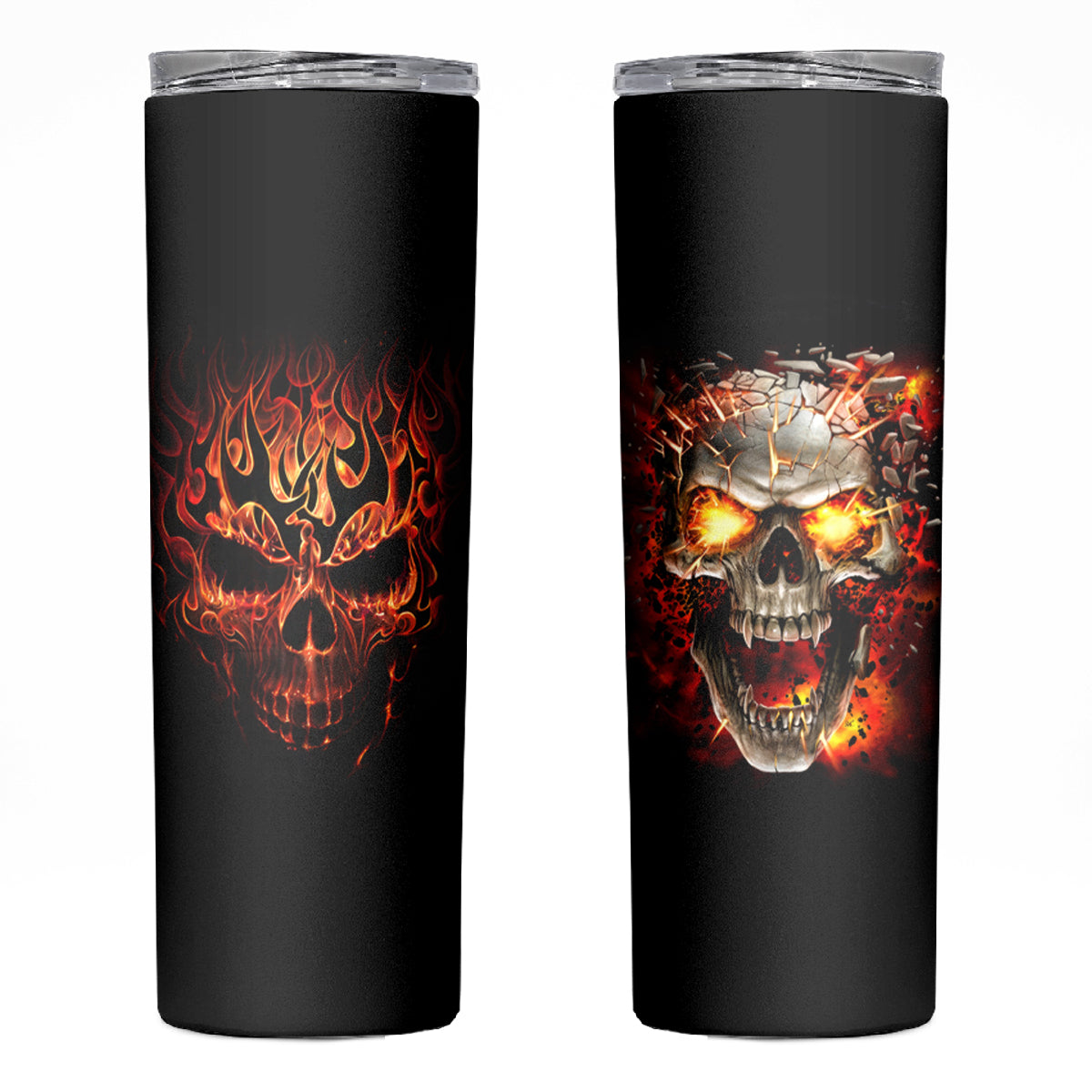 Skull Skinny Tumbler Fire Skull Tattoo Scream