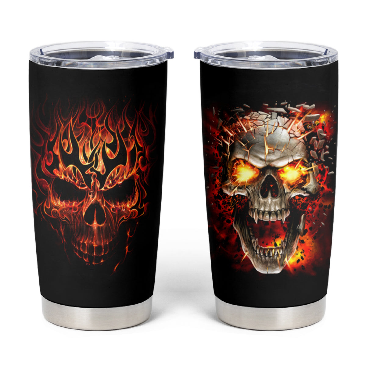 Skull Tumbler Cup Fire Skull Tattoo Scream