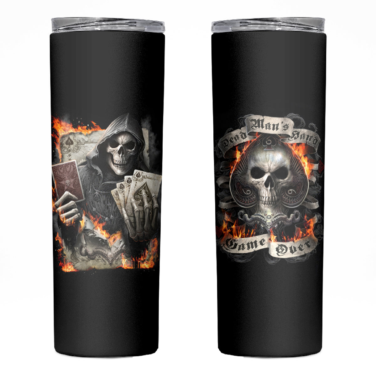 Skull Skinny Tumbler Gambling Death Fire