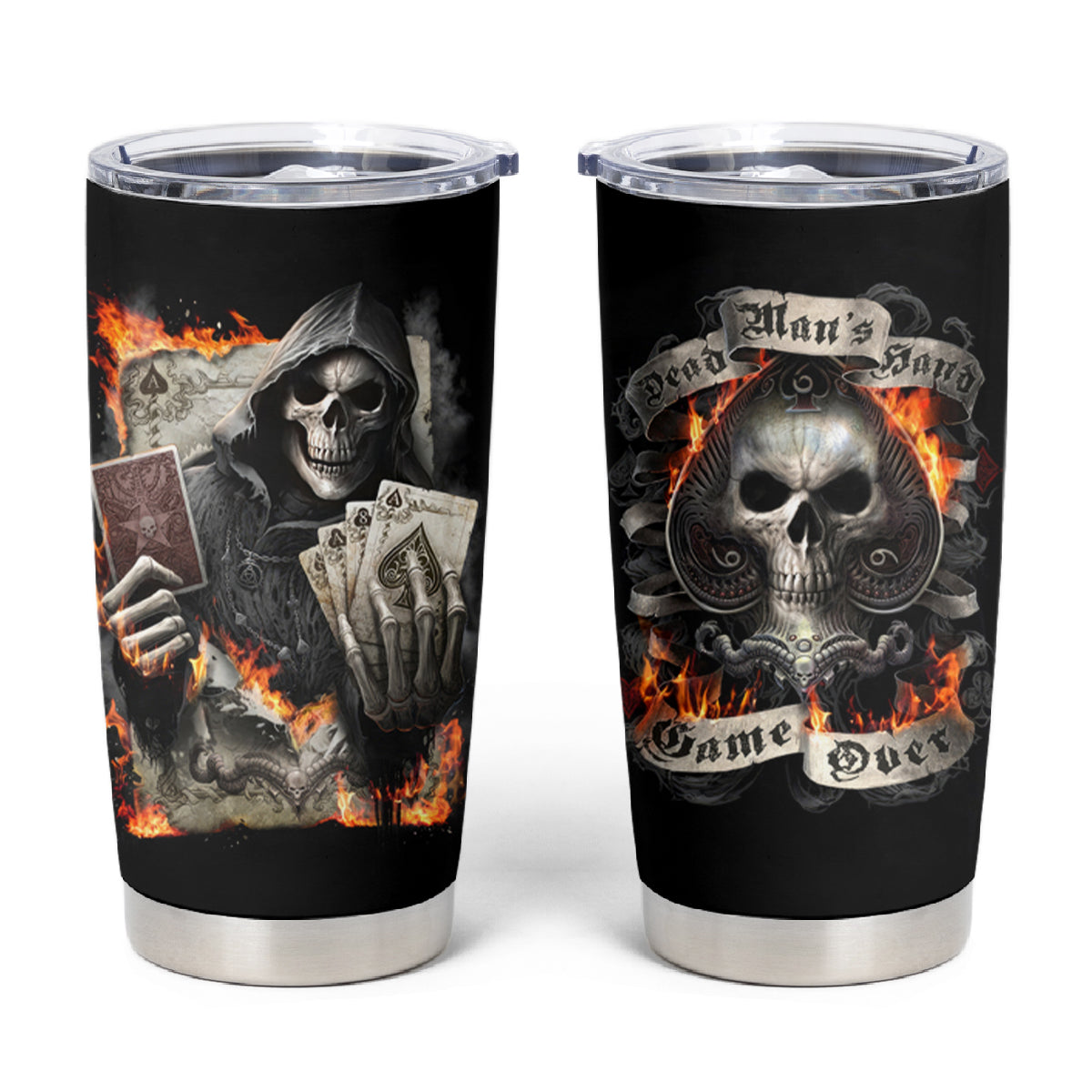 Skull Tumbler Cup Gambling Death Fire