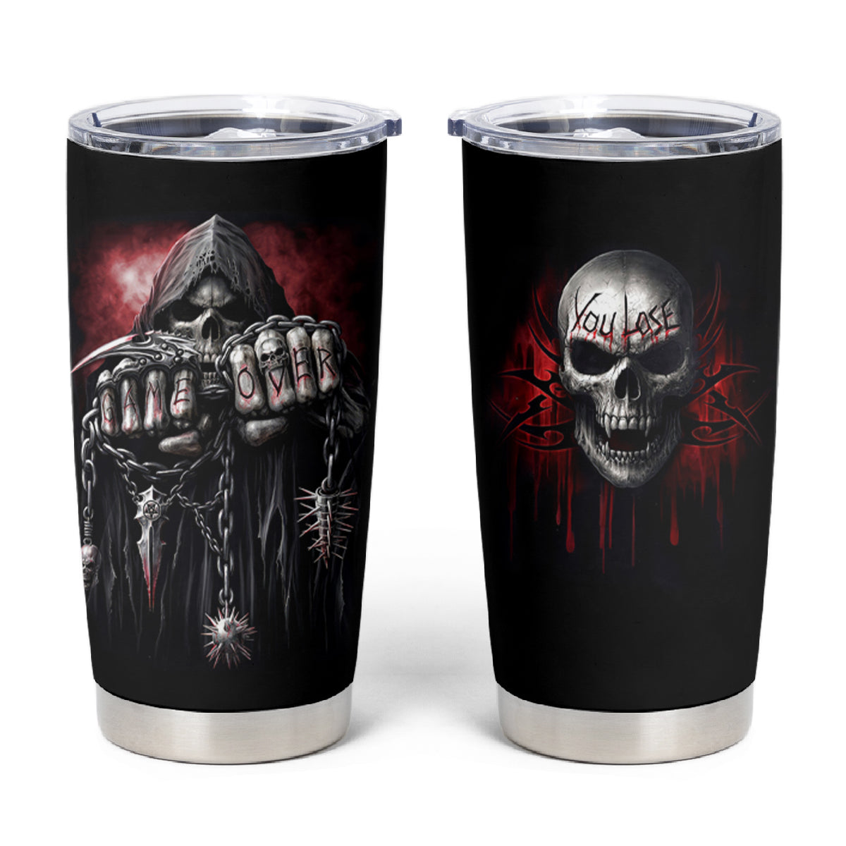 Skull Tumbler Cup Death Skull Game Over