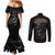 skull-couples-matching-mermaid-dress-and-long-sleeve-button-shirts-golden-skull-gangster