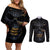 skull-couples-matching-off-shoulder-short-dress-and-long-sleeve-button-shirts-golden-skull-gangster