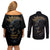 skull-couples-matching-off-shoulder-short-dress-and-long-sleeve-button-shirts-golden-skull-gangster