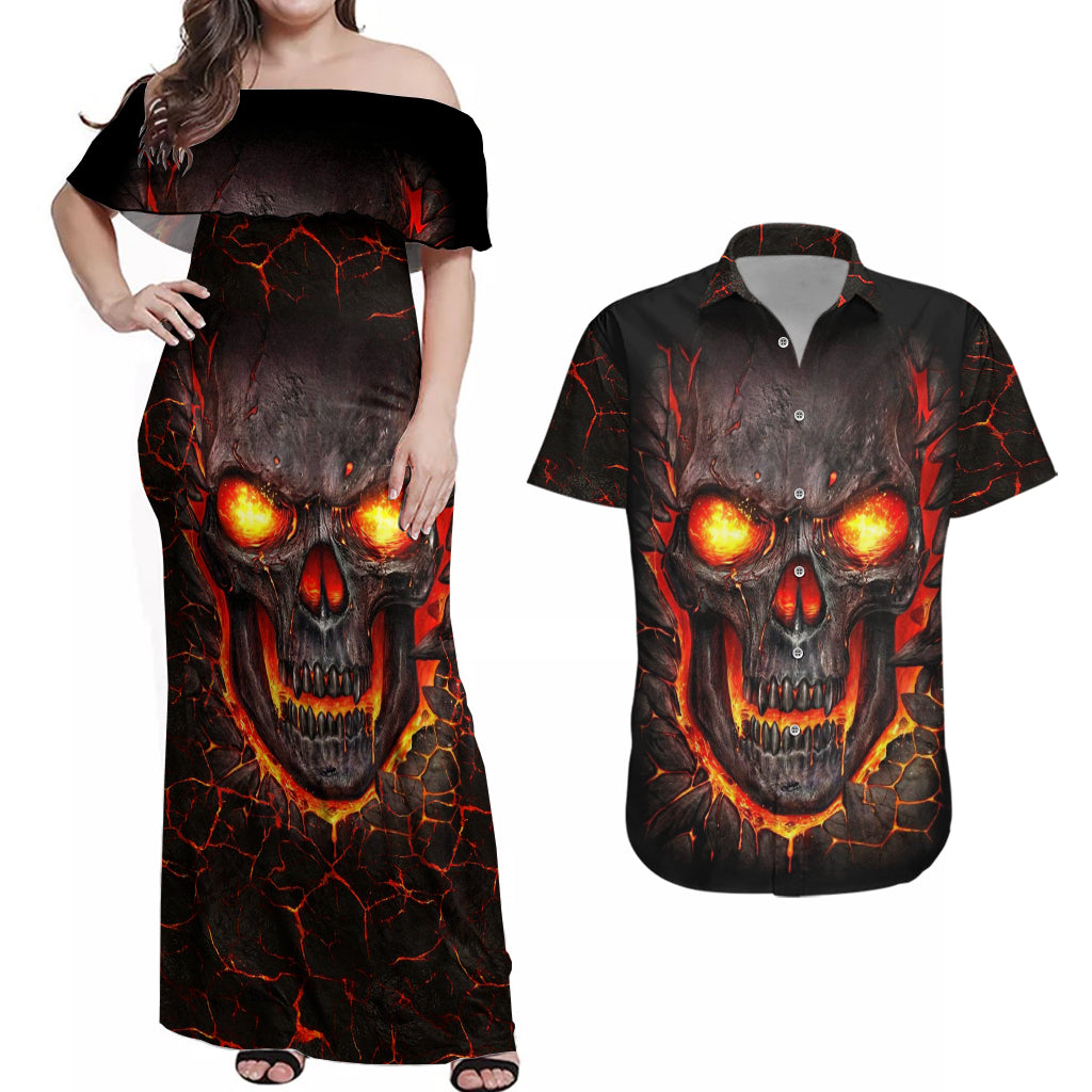 skull-couples-matching-off-shoulder-maxi-dress-and-hawaiian-shirt-flame-skull-lava-inside