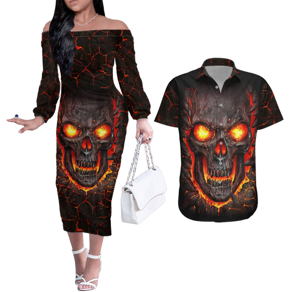 skull-couples-matching-off-the-shoulder-long-sleeve-dress-and-hawaiian-shirt-flame-skull-lava-inside