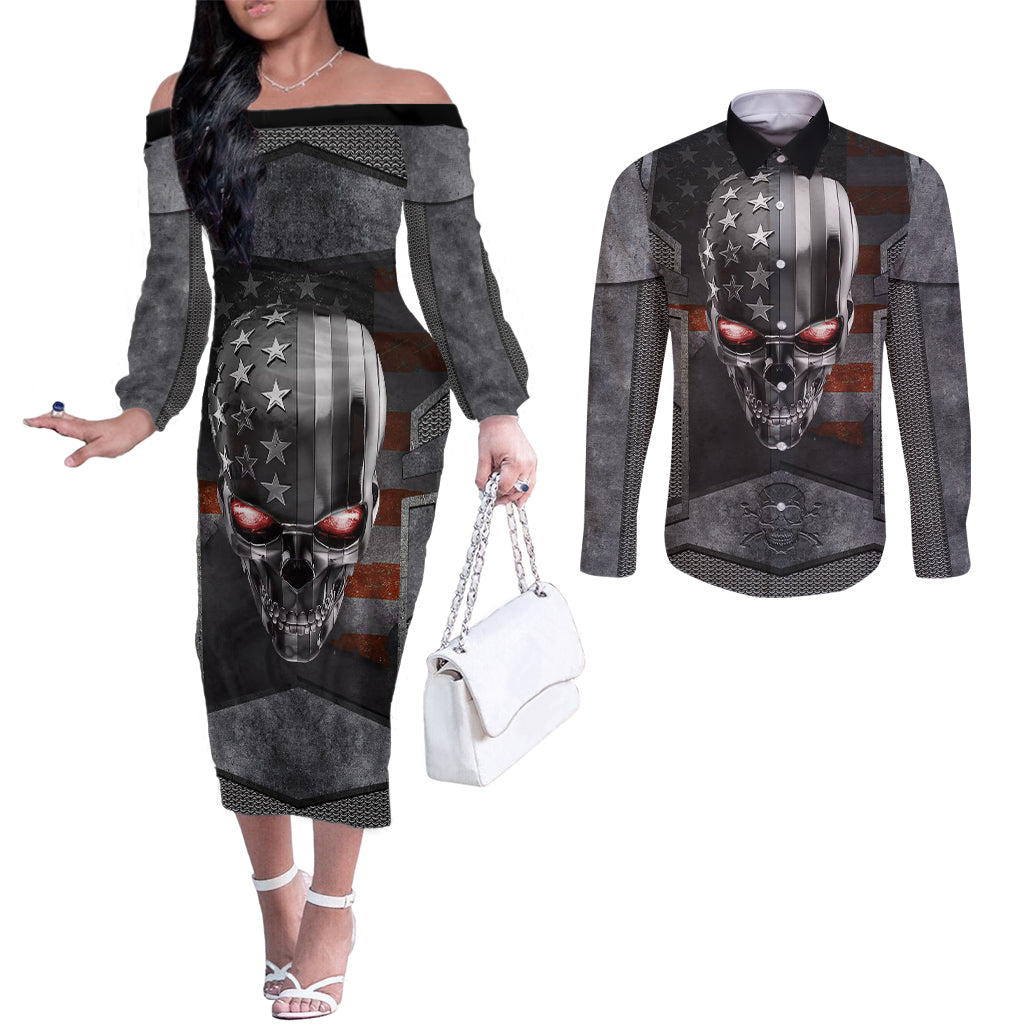 skull-couples-matching-off-the-shoulder-long-sleeve-dress-and-long-sleeve-button-shirts-metal-head-skull-american