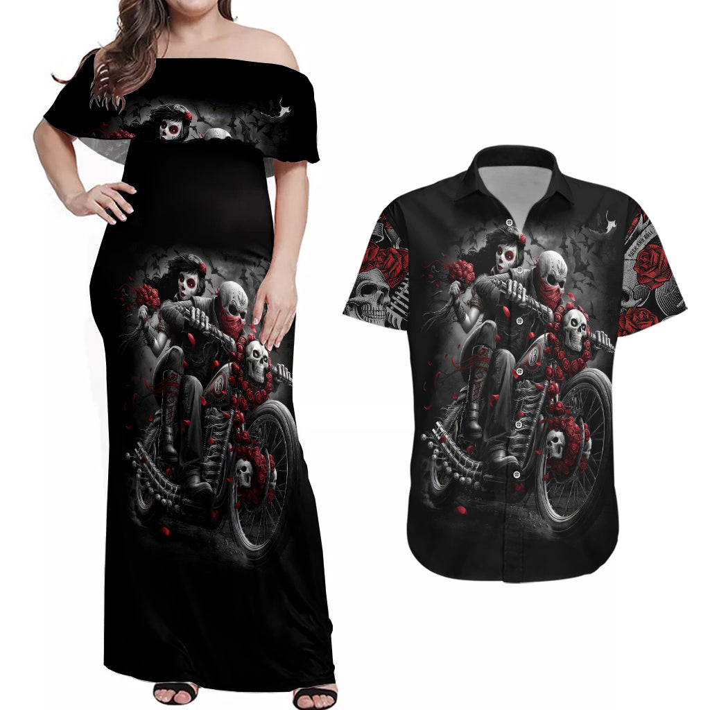 skull-couples-matching-off-shoulder-maxi-dress-and-hawaiian-shirt-riding-motocycle-girl-rose