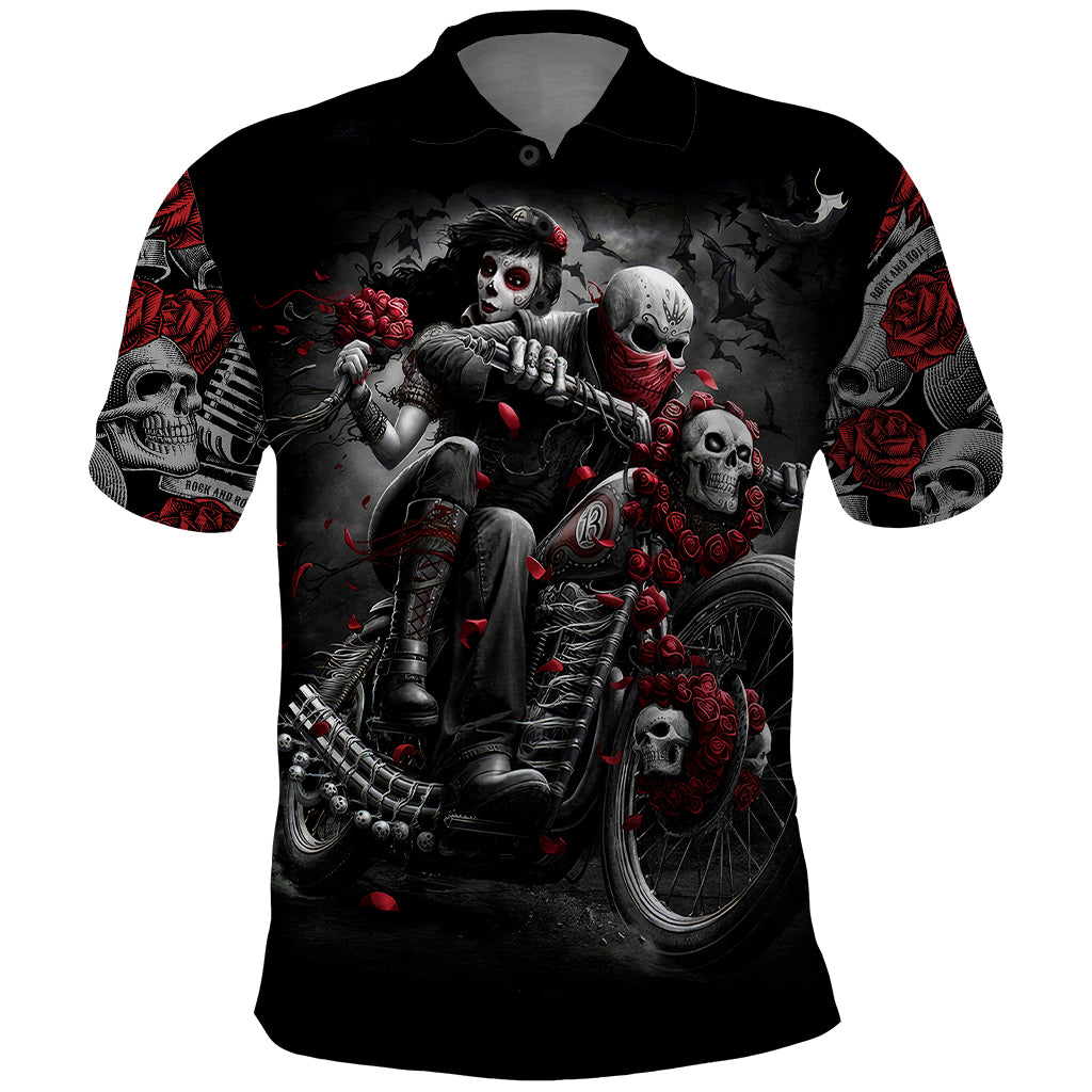 skull-polo-shirt-riding-motocycle-girl-rose