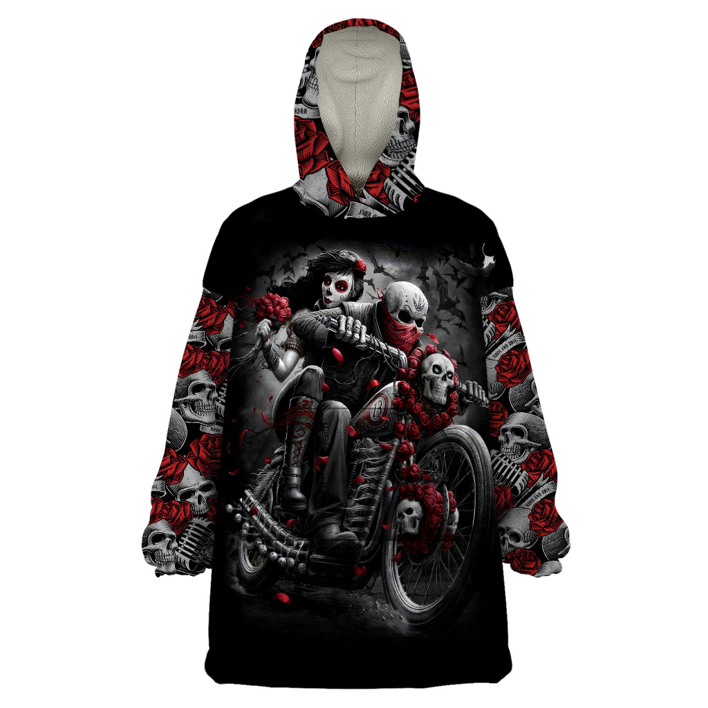 skull-wearable-blanket-hoodie-riding-motocycle-girl-rose