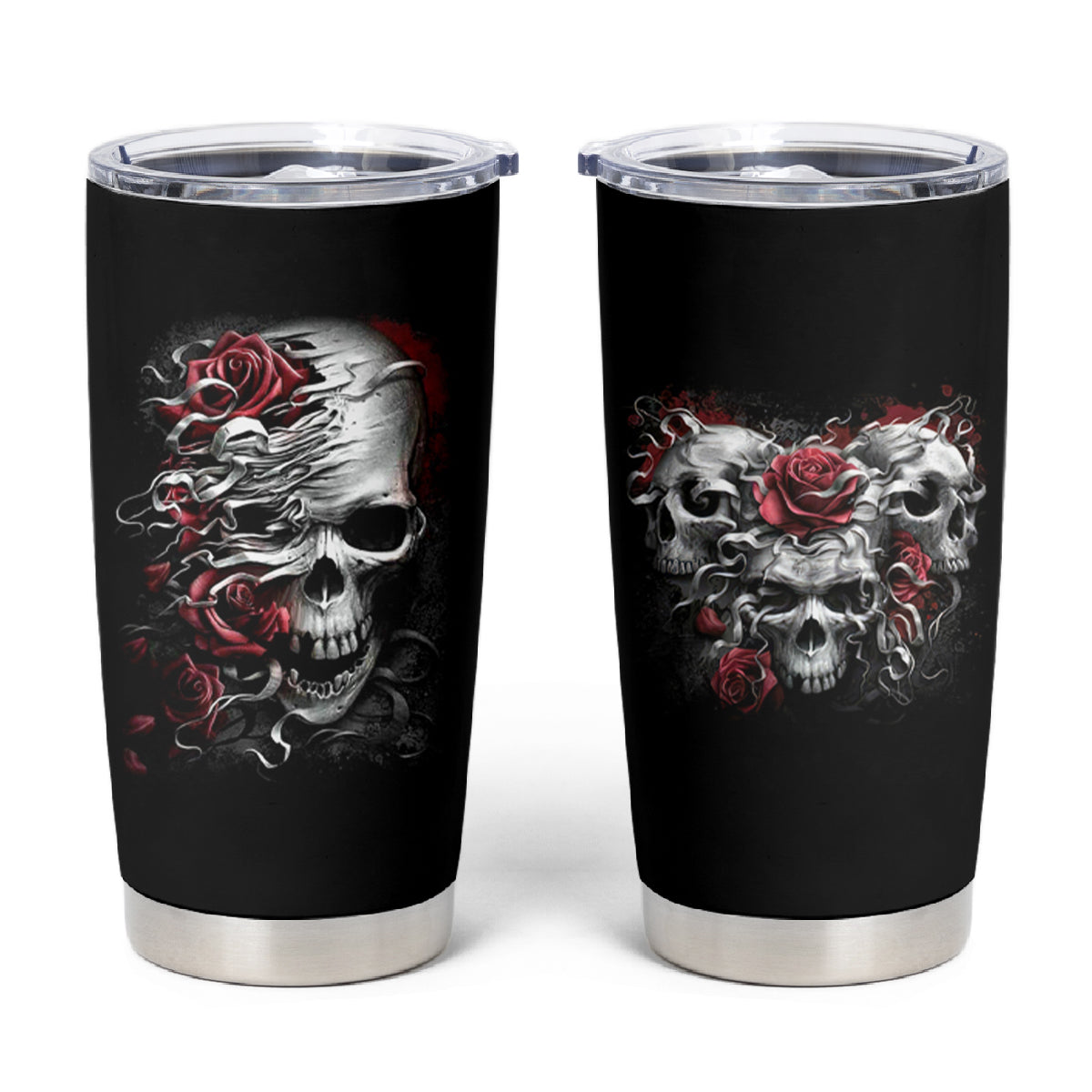 Skull Tumbler Cup Three Skull No See Evil Rose