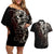 skull-couples-matching-off-shoulder-short-dress-and-hawaiian-shirt-silver-warrior-royal