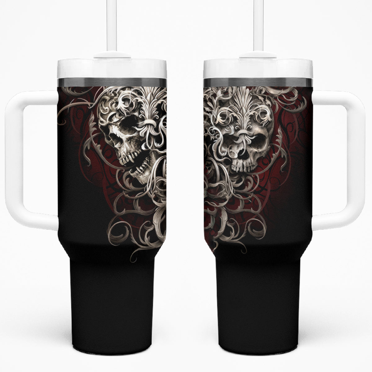 Skull Tumbler With Handle Silver Warrior Royal