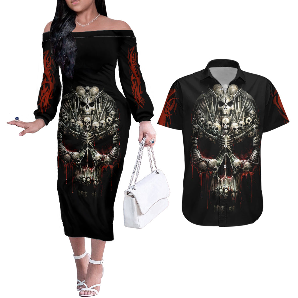 skull-couples-matching-off-the-shoulder-long-sleeve-dress-and-hawaiian-shirt-head-skeleton-cross-skull