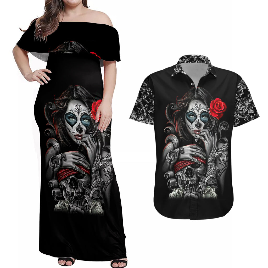 skull-couples-matching-off-shoulder-maxi-dress-and-hawaiian-shirt-skull-girl-spoiled-wife