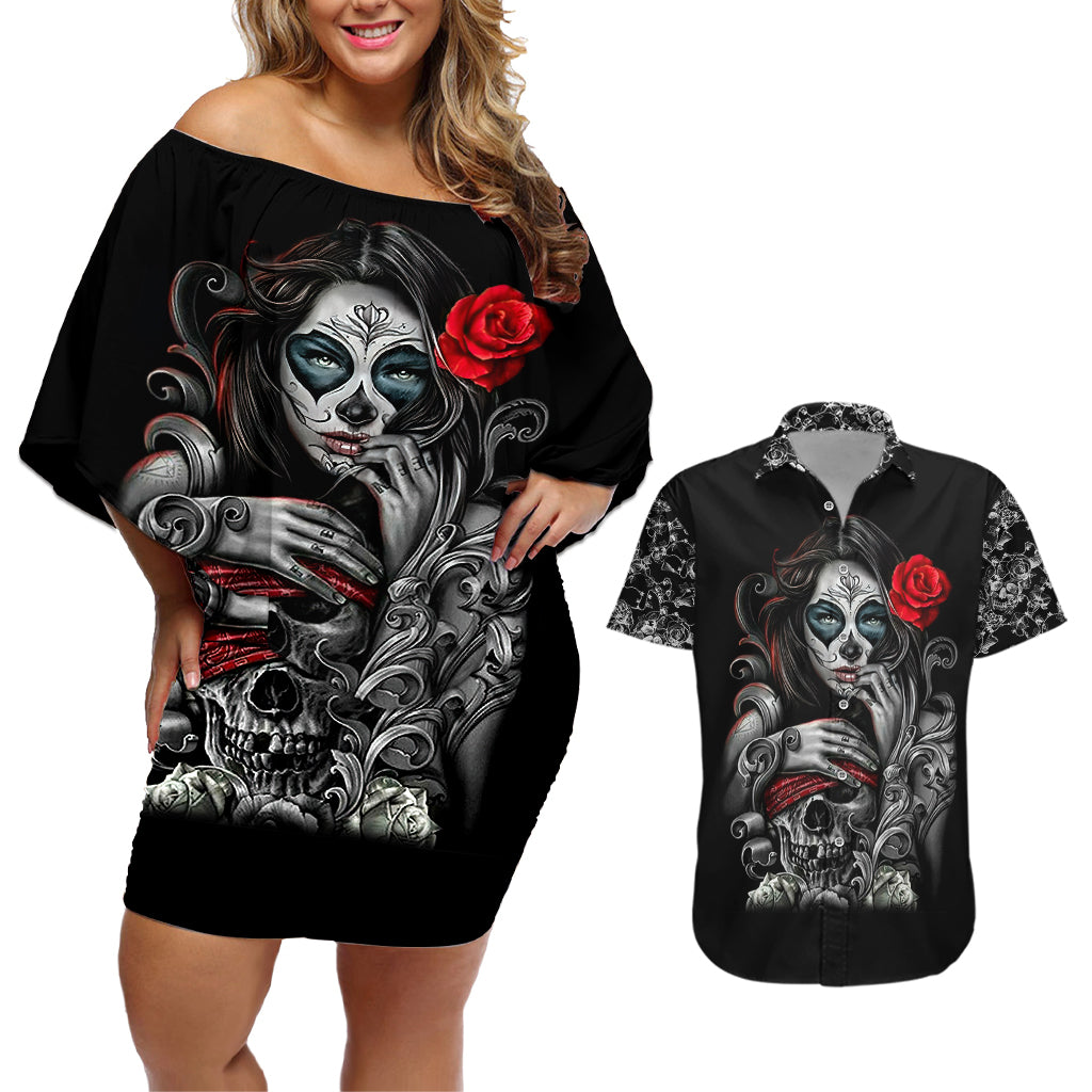 skull-couples-matching-off-shoulder-short-dress-and-hawaiian-shirt-skull-girl-spoiled-wife