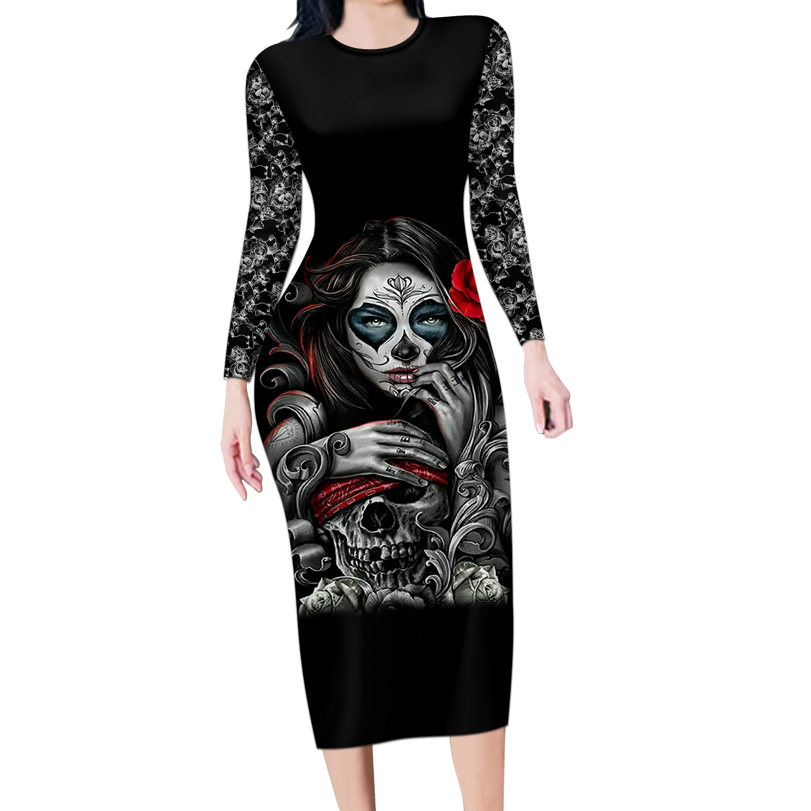 skull-long-sleeve-bodycon-dress-skull-girl-spoiled-wife