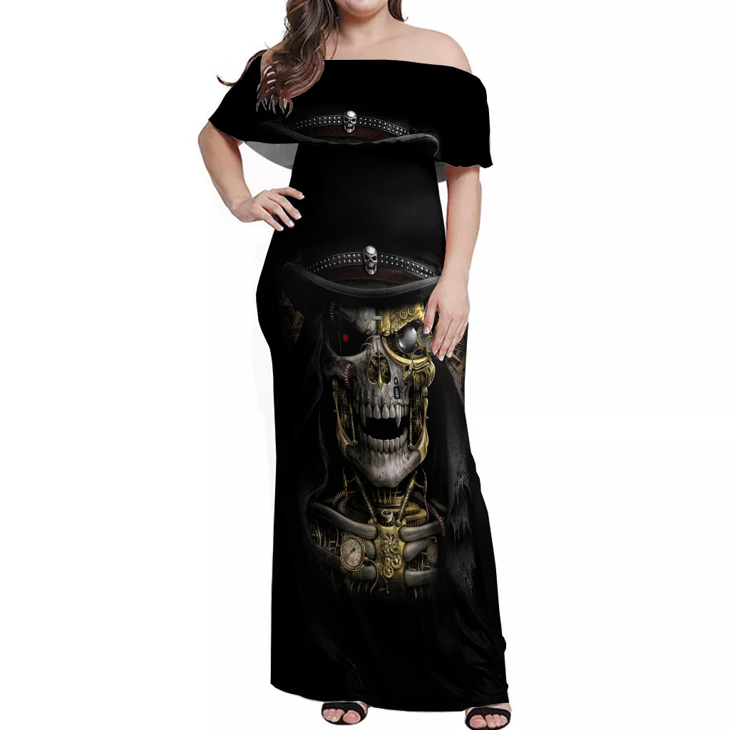 skull-off-shoulder-maxi-dress-golden-skull-steampunk