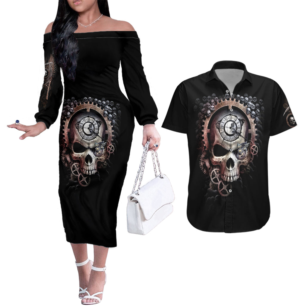 skull-couples-matching-off-the-shoulder-long-sleeve-dress-and-hawaiian-shirt-skull-grim-time-reaper