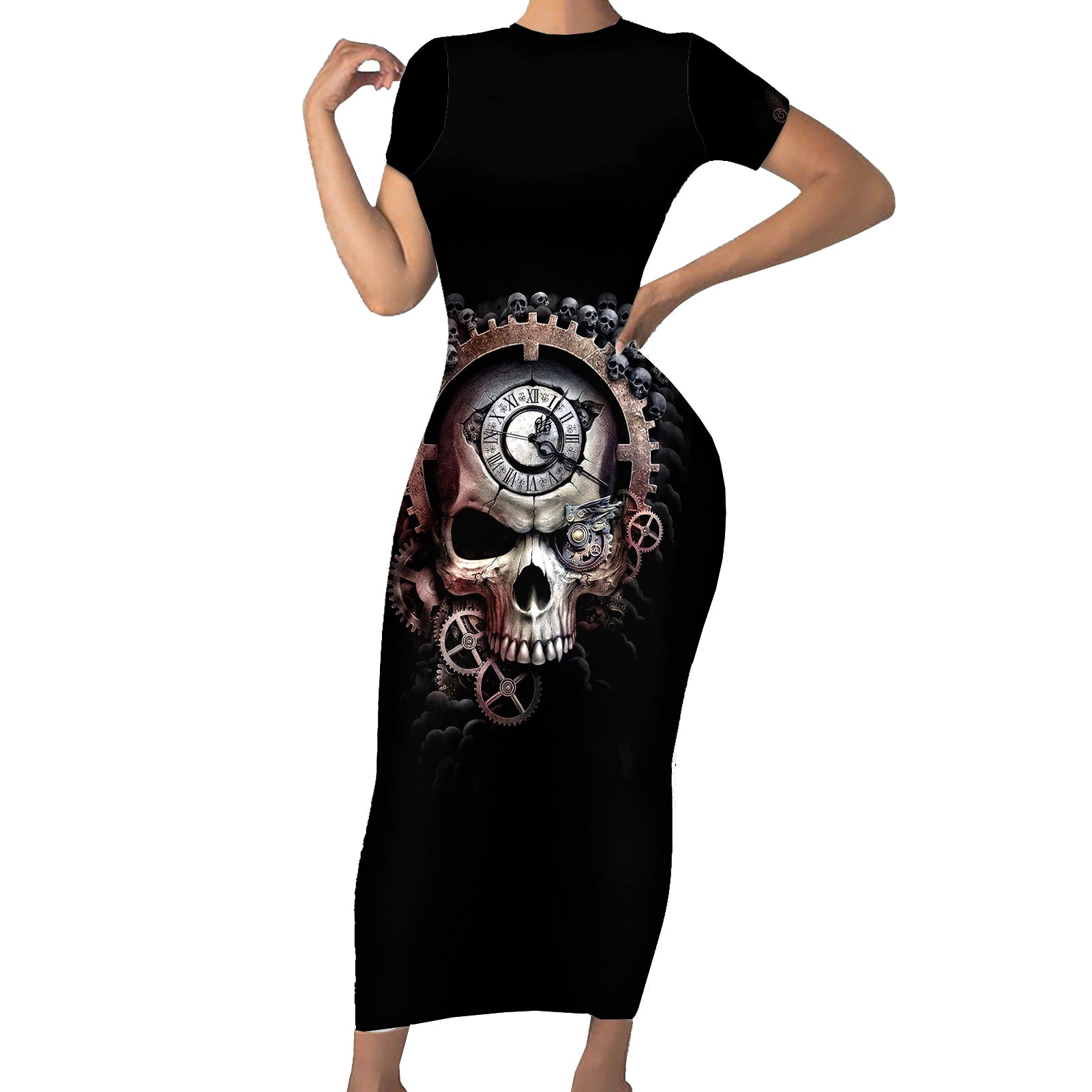 skull-short-sleeve-bodycon-dress-skull-grim-time-reaper