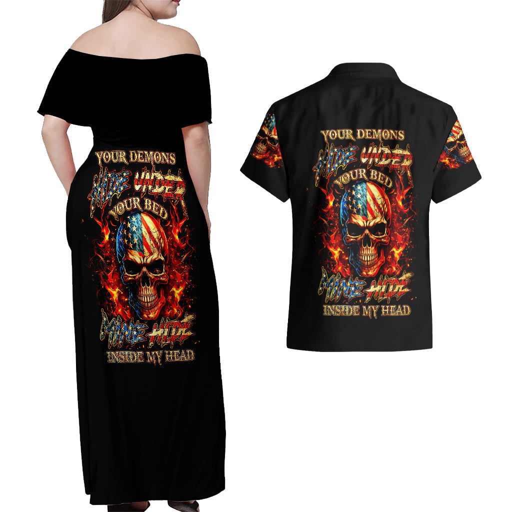 fire-skull-couples-matching-off-shoulder-maxi-dress-and-hawaiian-shirt-my-demon-hide-inside-my-head