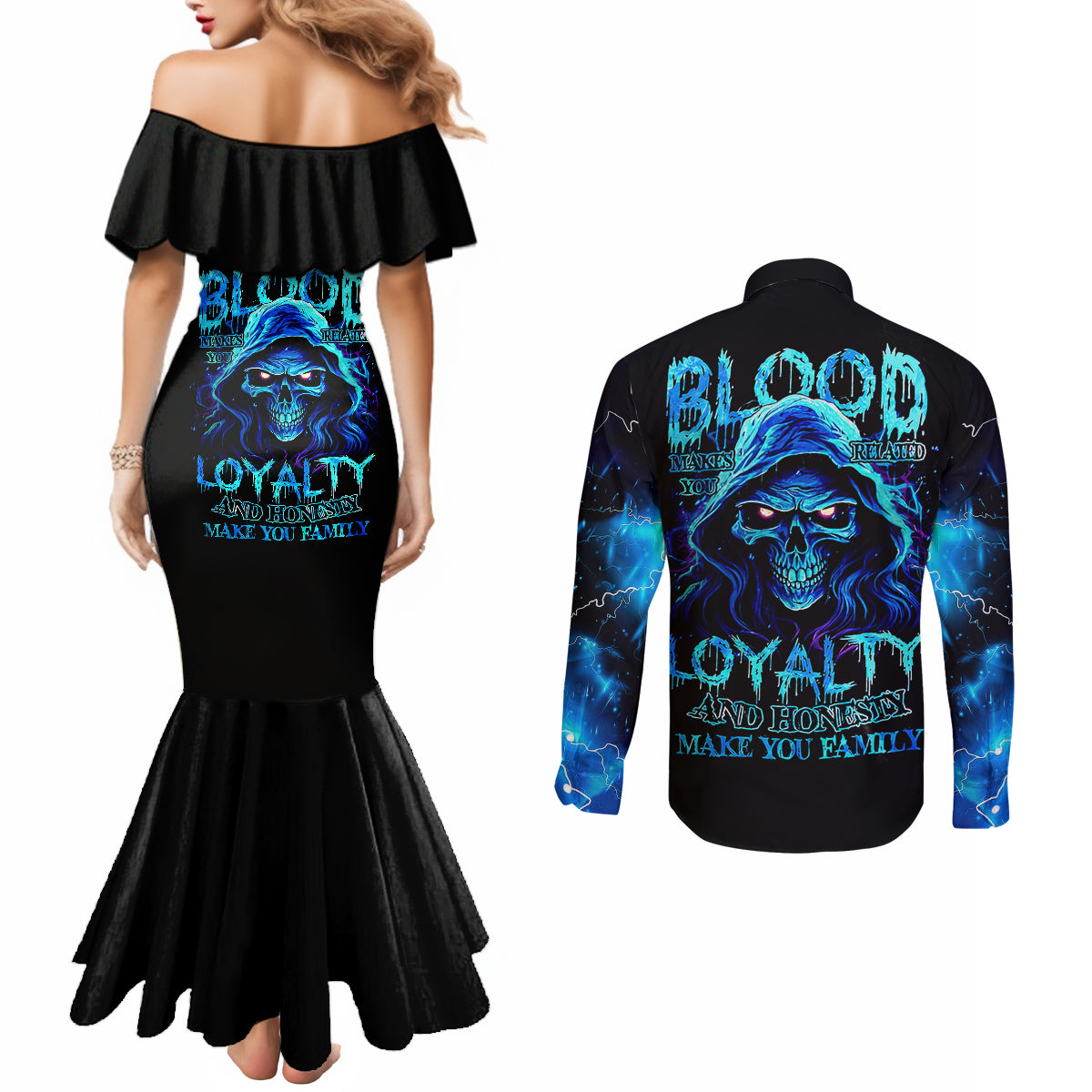 blue-flame-skull-couples-matching-mermaid-dress-and-long-sleeve-button-shirts-blood-make-you-related