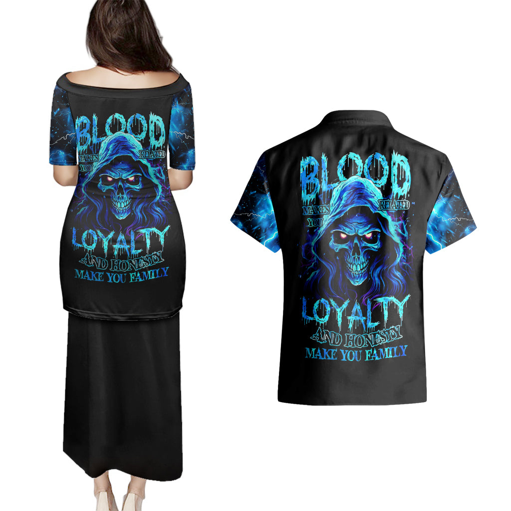 blue-flame-skull-couples-matching-puletasi-dress-and-hawaiian-shirt-blood-make-you-related