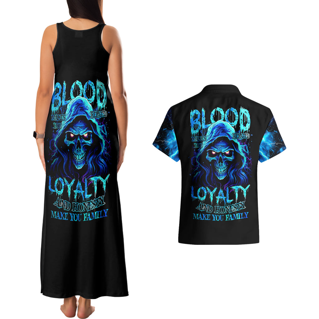 blue-flame-skull-couples-matching-tank-maxi-dress-and-hawaiian-shirt-blood-make-you-related