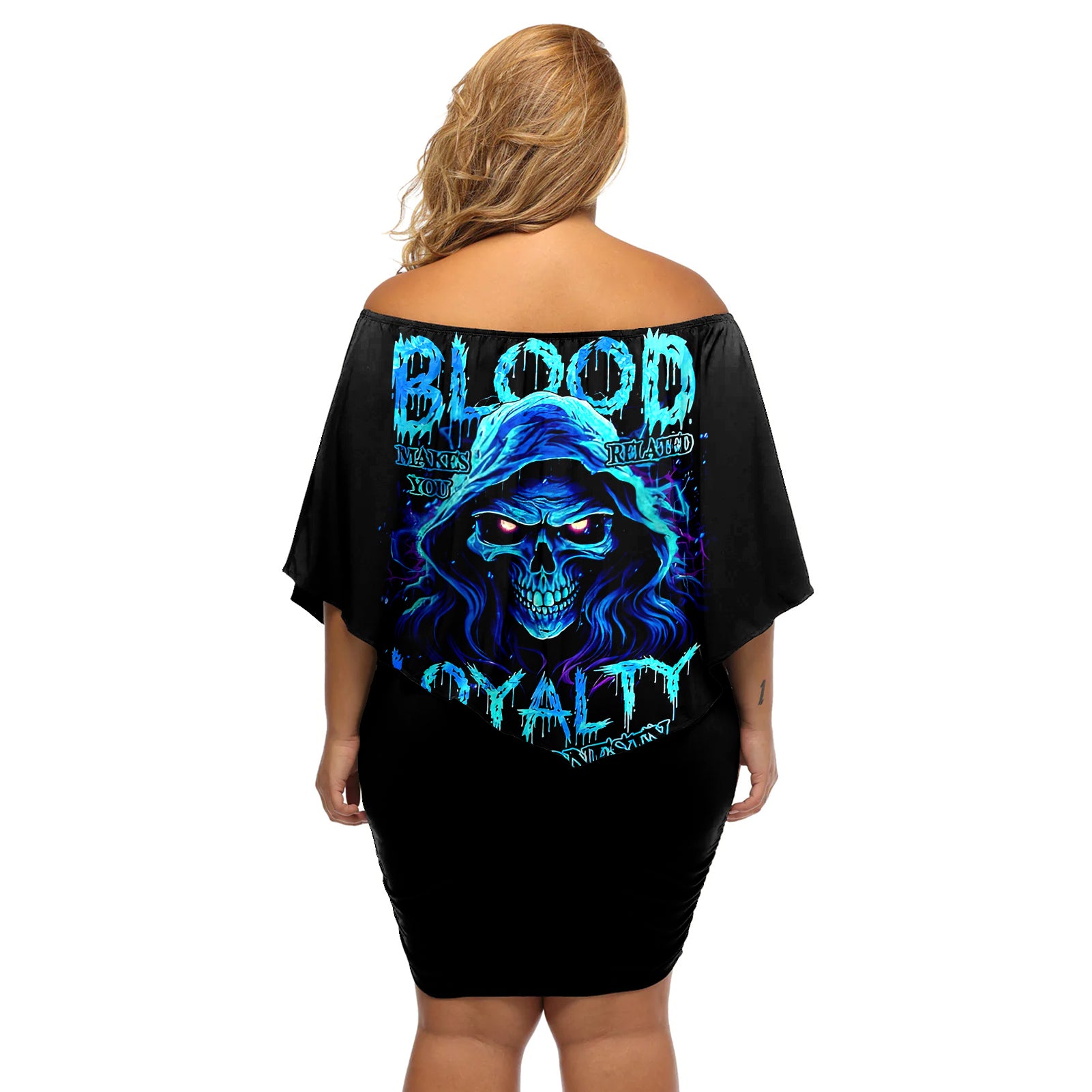 blue-flame-skull-off-shoulder-short-dress-blood-make-you-related