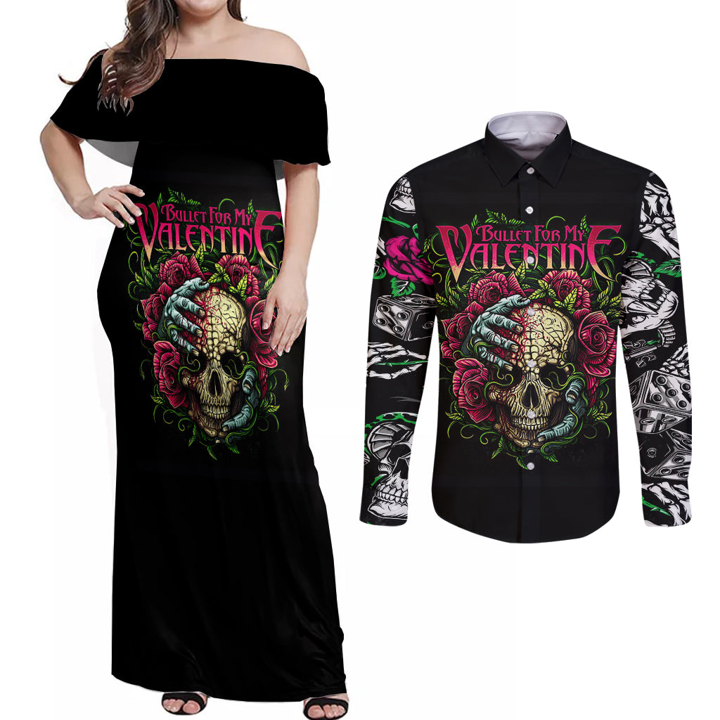 viper-skull-couples-matching-off-shoulder-maxi-dress-and-long-sleeve-button-shirts-bullet-for-my-valentine