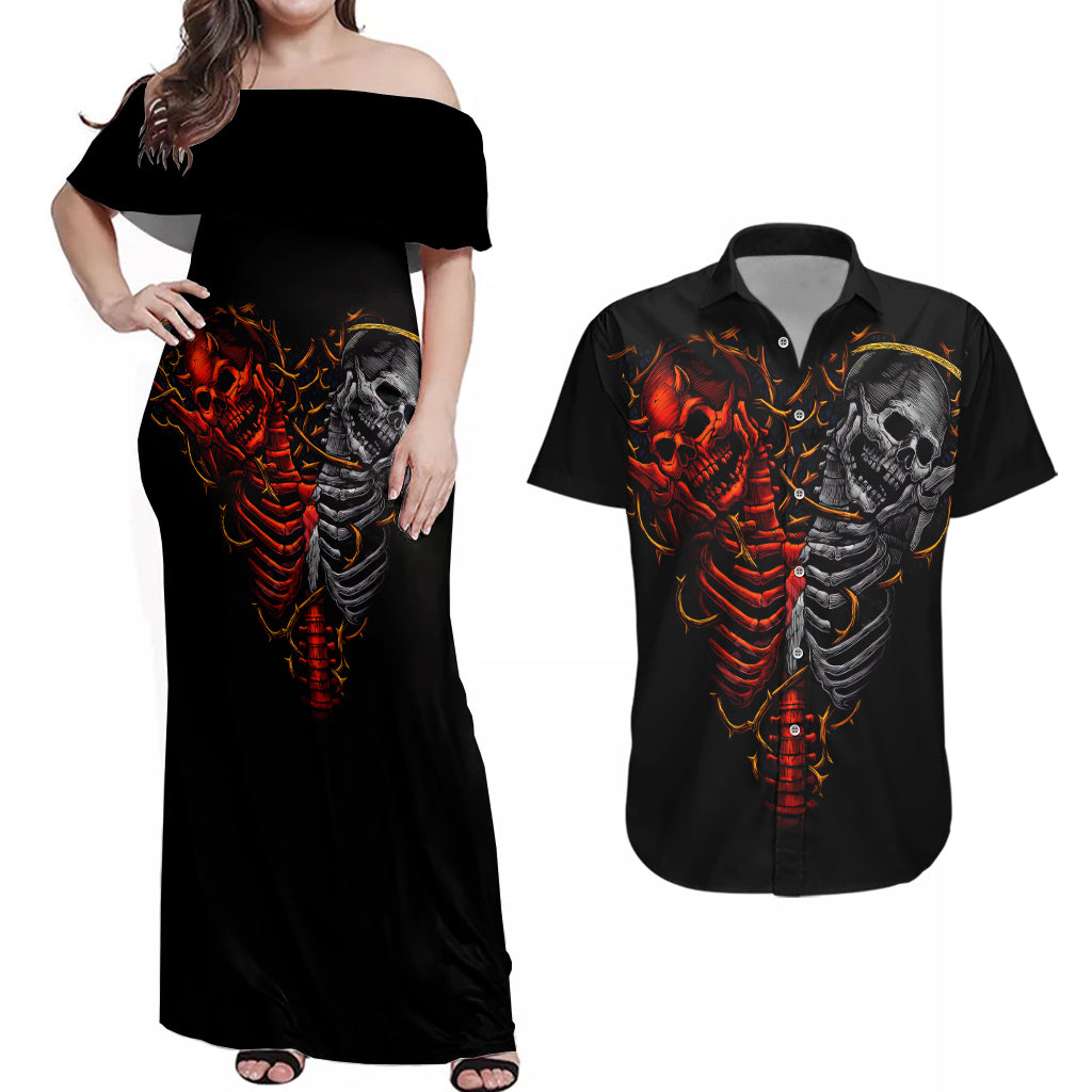 skull-couples-matching-off-shoulder-maxi-dress-and-hawaiian-shirt-devil-and-angel-twin-skull