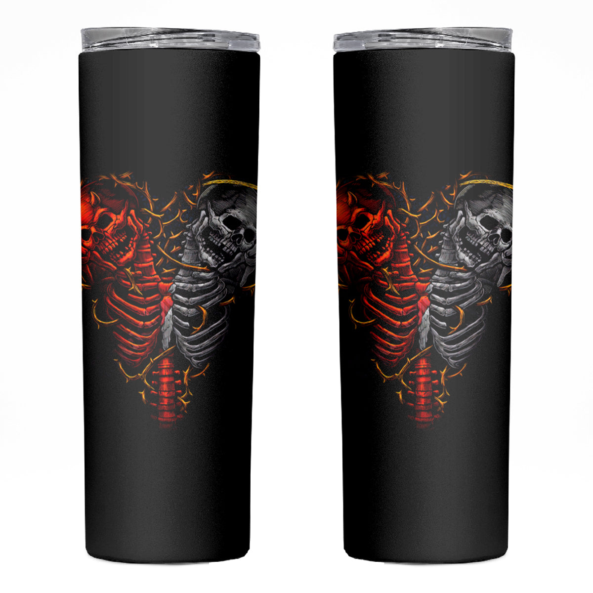 Skull Skinny Tumbler Devil And Angel Twin Skull