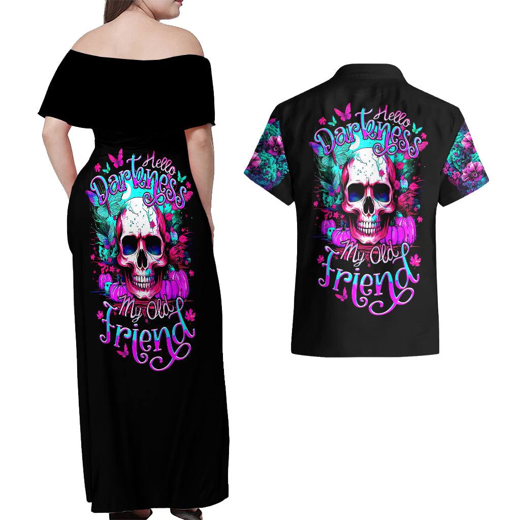 skull-couples-matching-off-shoulder-maxi-dress-and-hawaiian-shirt-hello-darkness-my-old-friend-pinky