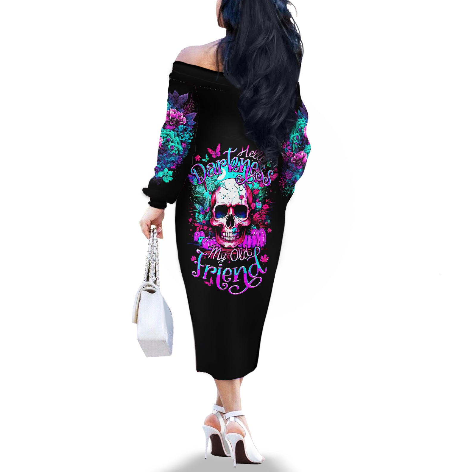 skull-off-the-shoulder-long-sleeve-dress-hello-darkness-my-old-friend-pinky