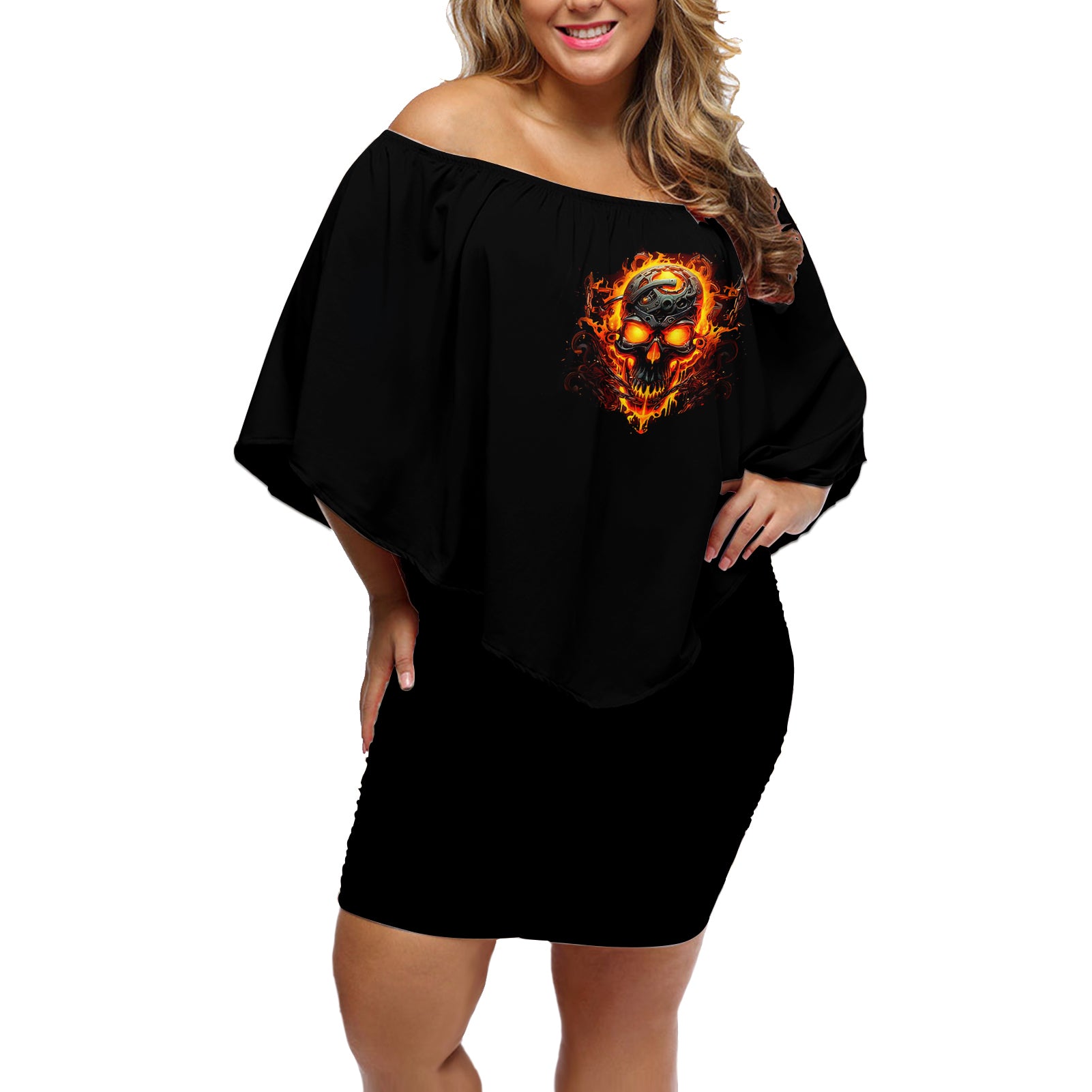 flame-skull-off-shoulder-short-dress-i-can-fix-stupid-but-that-hurt