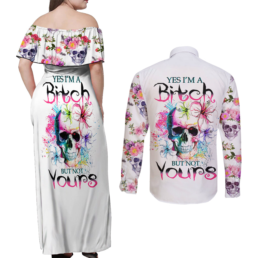 watercolor-skull-couples-matching-off-shoulder-maxi-dress-and-long-sleeve-button-shirts-yes-im-bitch-but-not-your