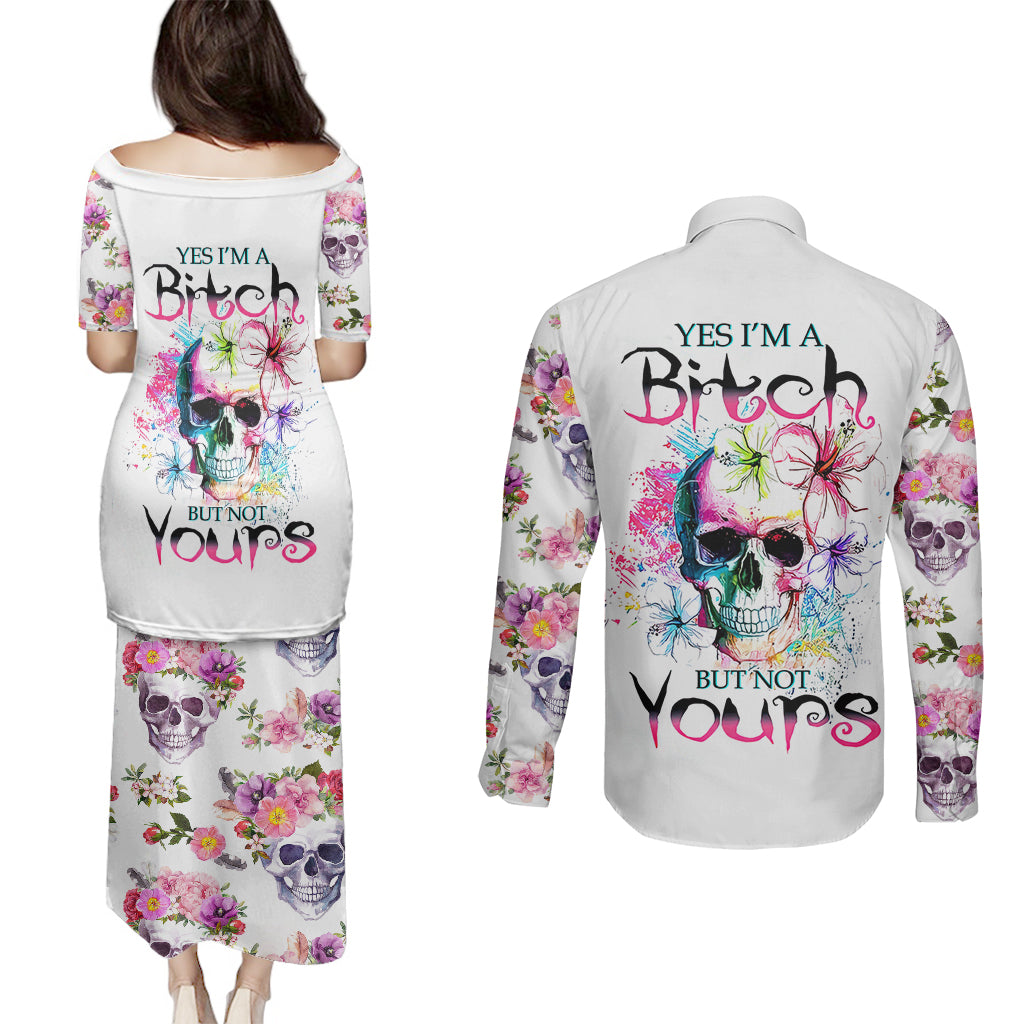 watercolor-skull-couples-matching-puletasi-dress-and-long-sleeve-button-shirts-yes-im-bitch-but-not-your