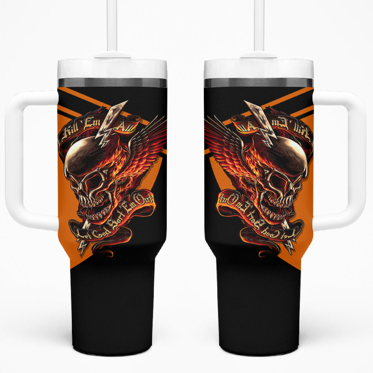 Wings Skull Tumbler With Handle Kill Them All